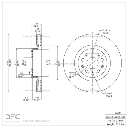 Dynamic Friction Company Disc Brake Rotor 900-46036