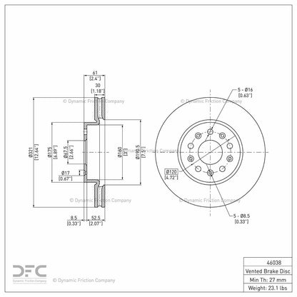 Dynamic Friction Company Disc Brake Rotor 900-46038