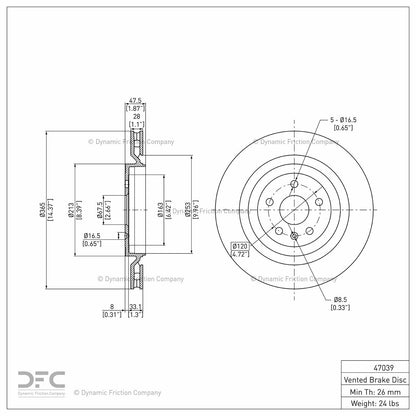 Dynamic Friction Company Disc Brake Rotor 900-47039