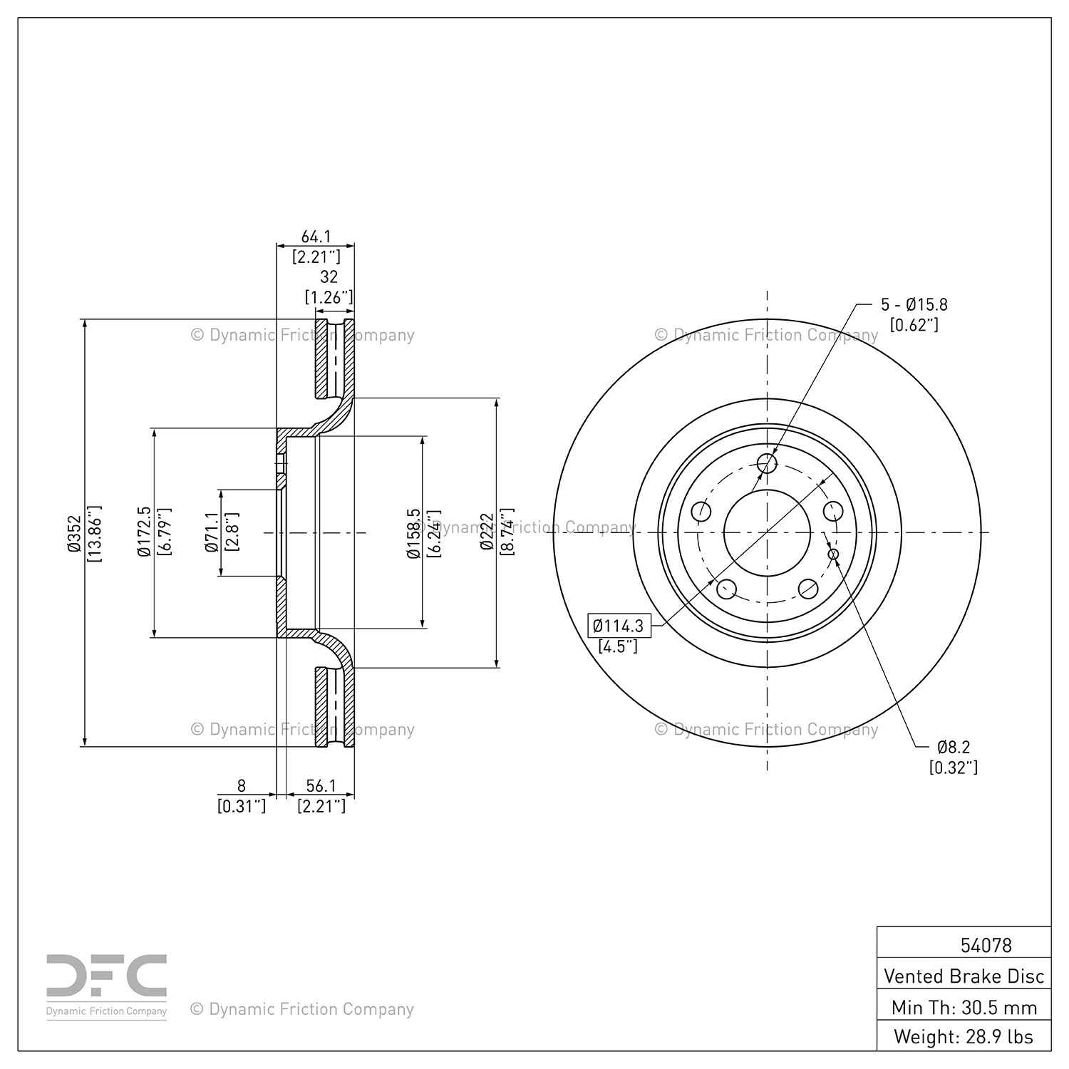 Dynamic Friction Company Disc Brake Rotor 900-54078