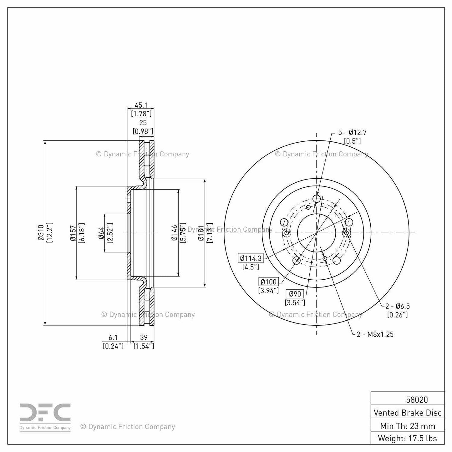 Dynamic Friction Company Disc Brake Rotor 900-58020