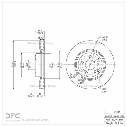 Dynamic Friction Company Disc Brake Rotor 900-63127
