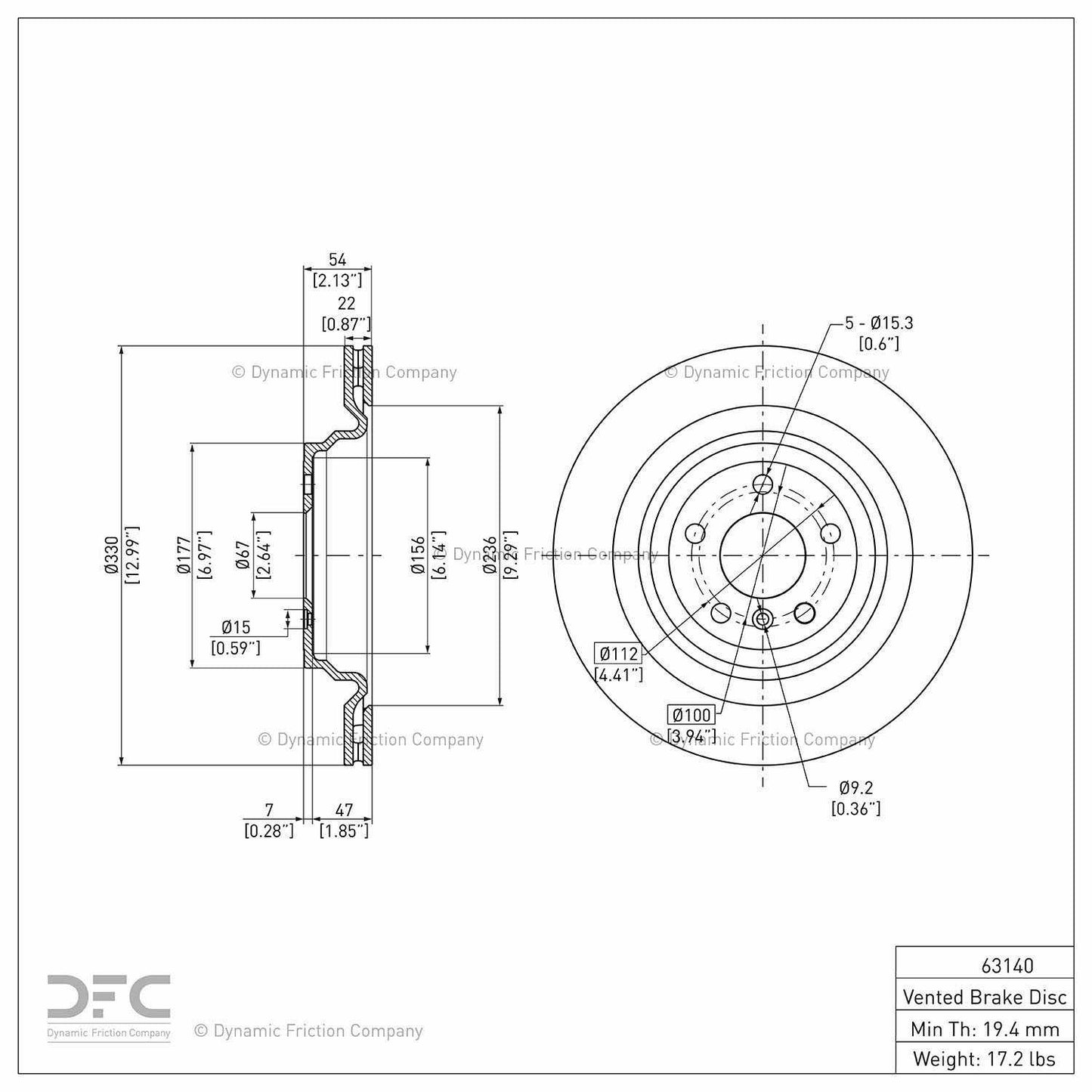 Dynamic Friction Company Disc Brake Rotor 900-63140