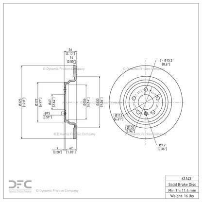Dynamic Friction Company Disc Brake Rotor 900-63143