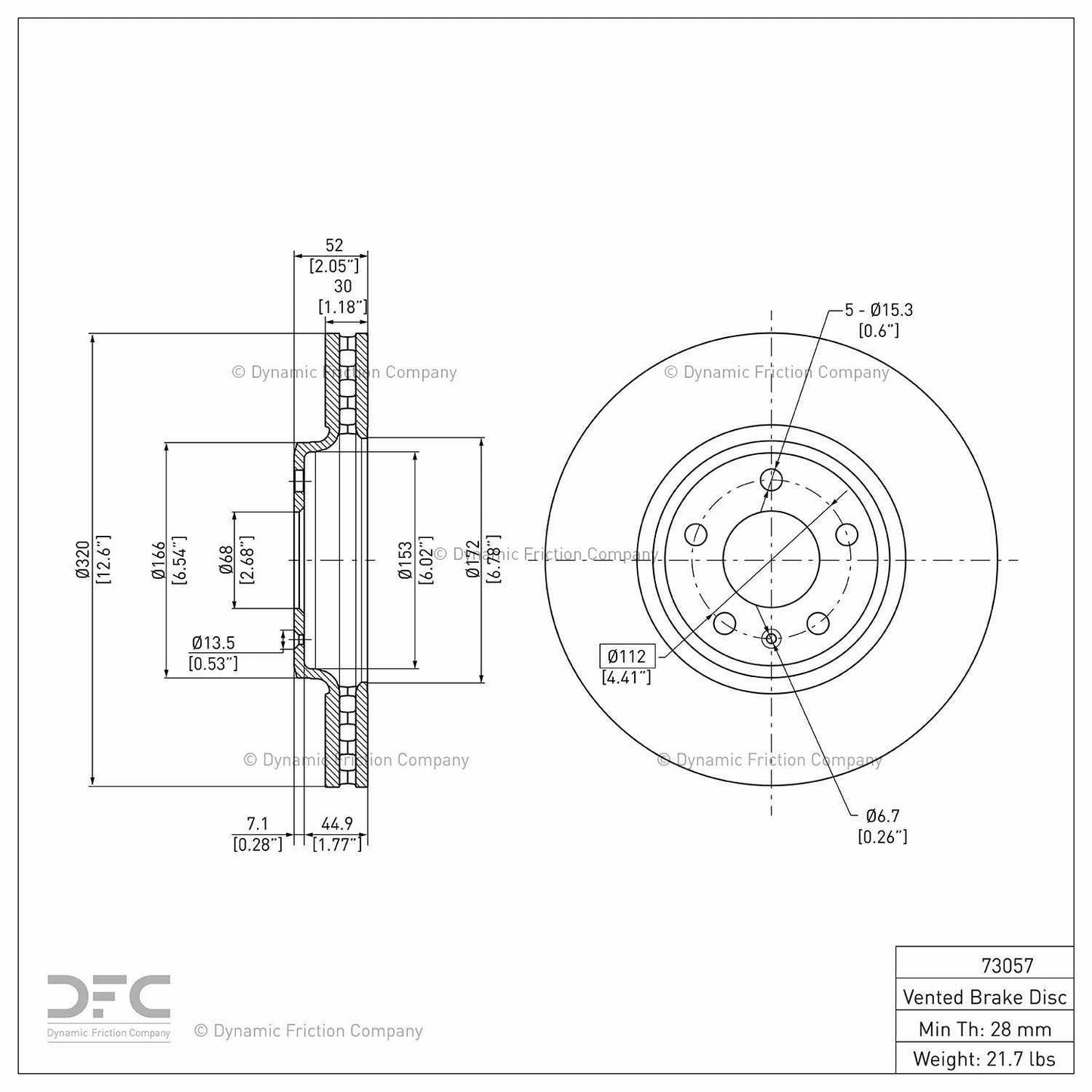 Dynamic Friction Company Disc Brake Rotor 900-73057