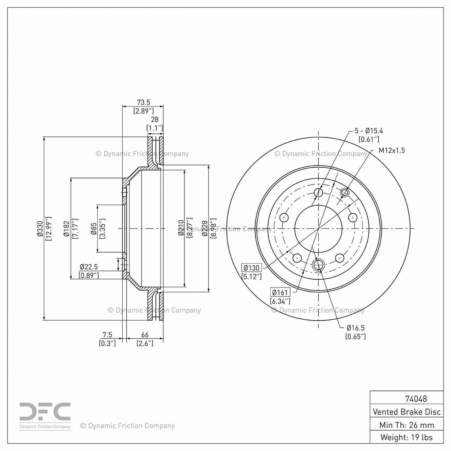Dynamic Friction Company Disc Brake Rotor 900-74048