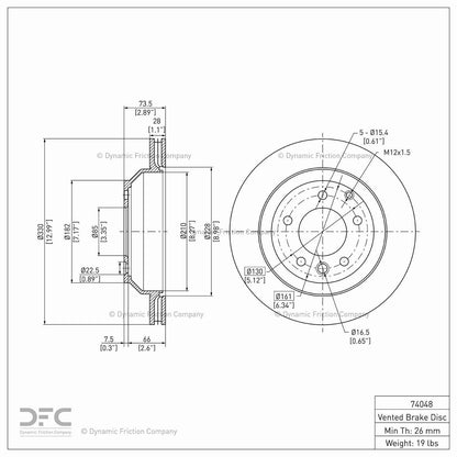 Dynamic Friction Company Disc Brake Rotor 900-74048