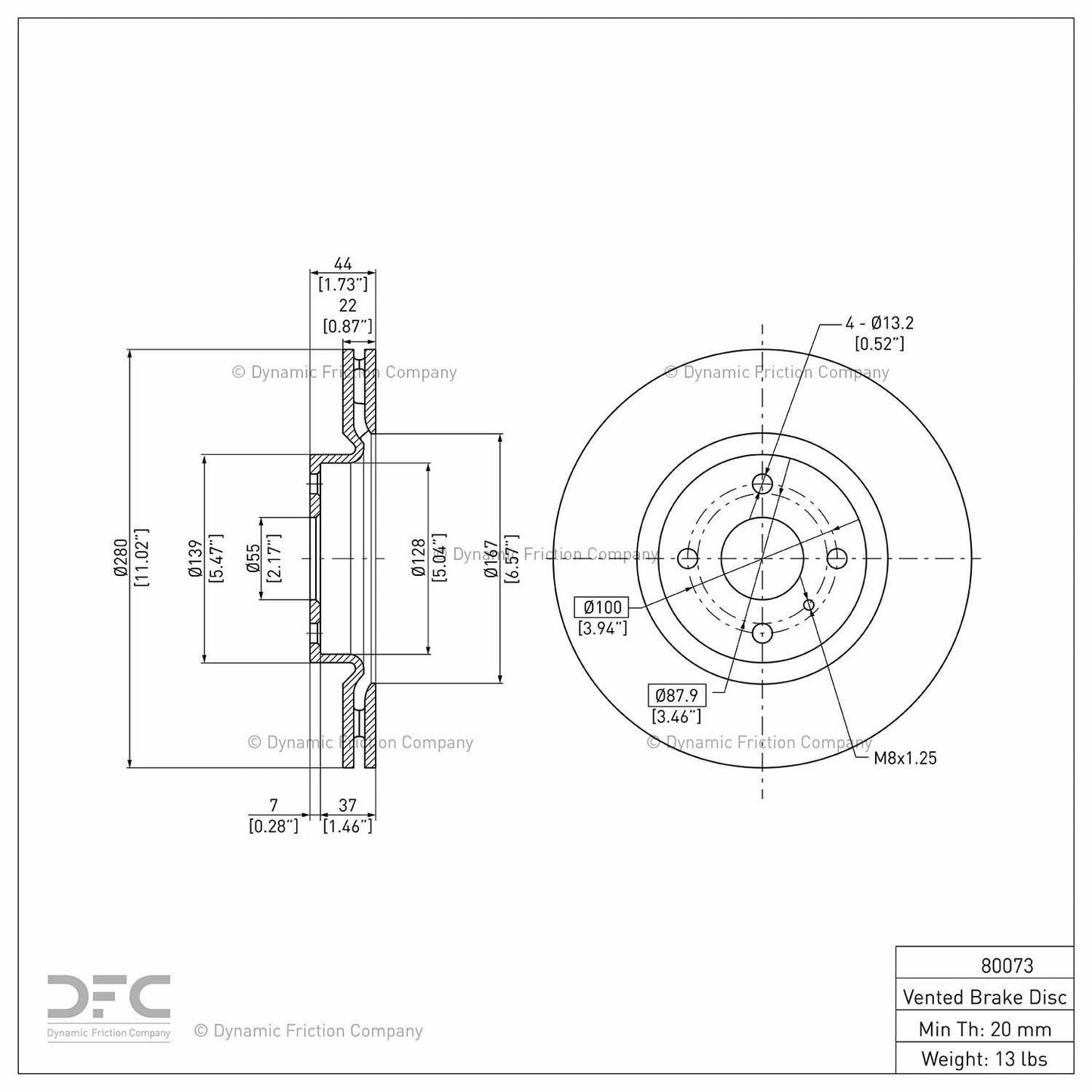 Dynamic Friction Company Disc Brake Rotor 900-80073