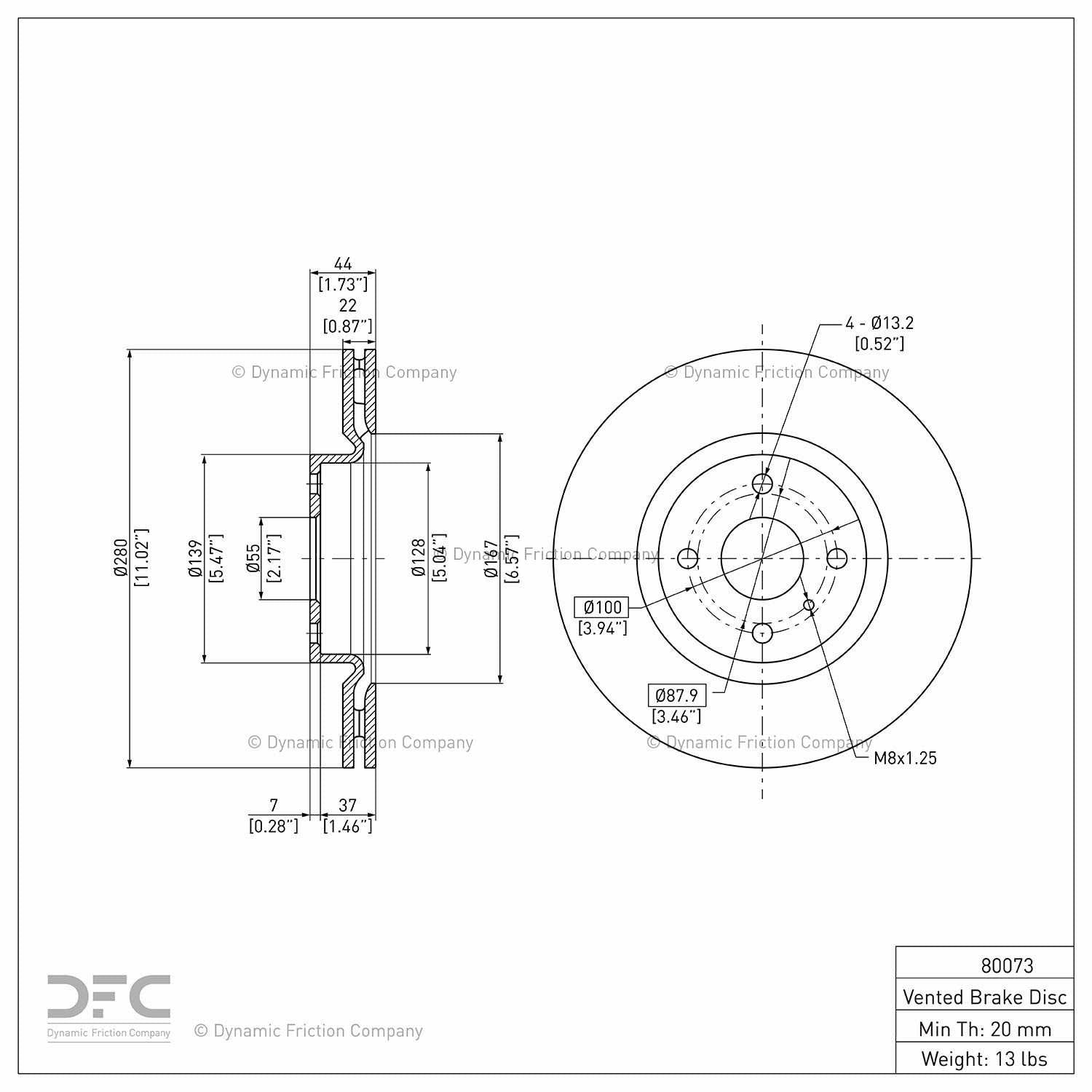 Dynamic Friction Company Disc Brake Rotor 900-80073