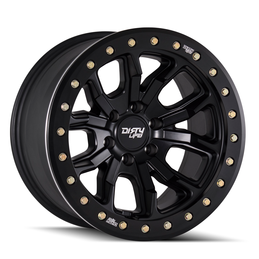 Dirty Life 9303 DT-1 17x9/8x165.1 BP/-12mm Offset/130.8mm Hub Matte Black Wheel - Beadlock 9303-7981MB