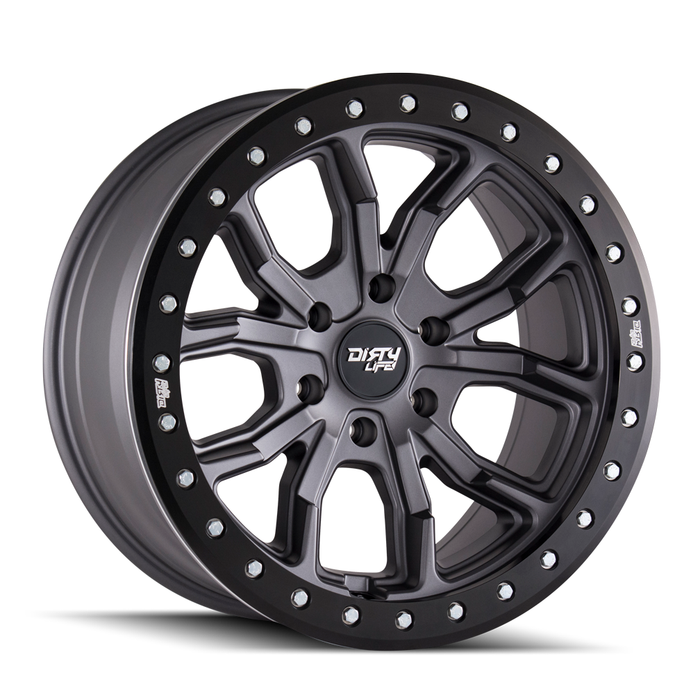 Dirty Life 9303 DT-1 17x9/5x114.3 BP/-12mm Offset/72.6mm Hub Matte Gunmetal Wheel - Beadlock 9303-7965MGT12