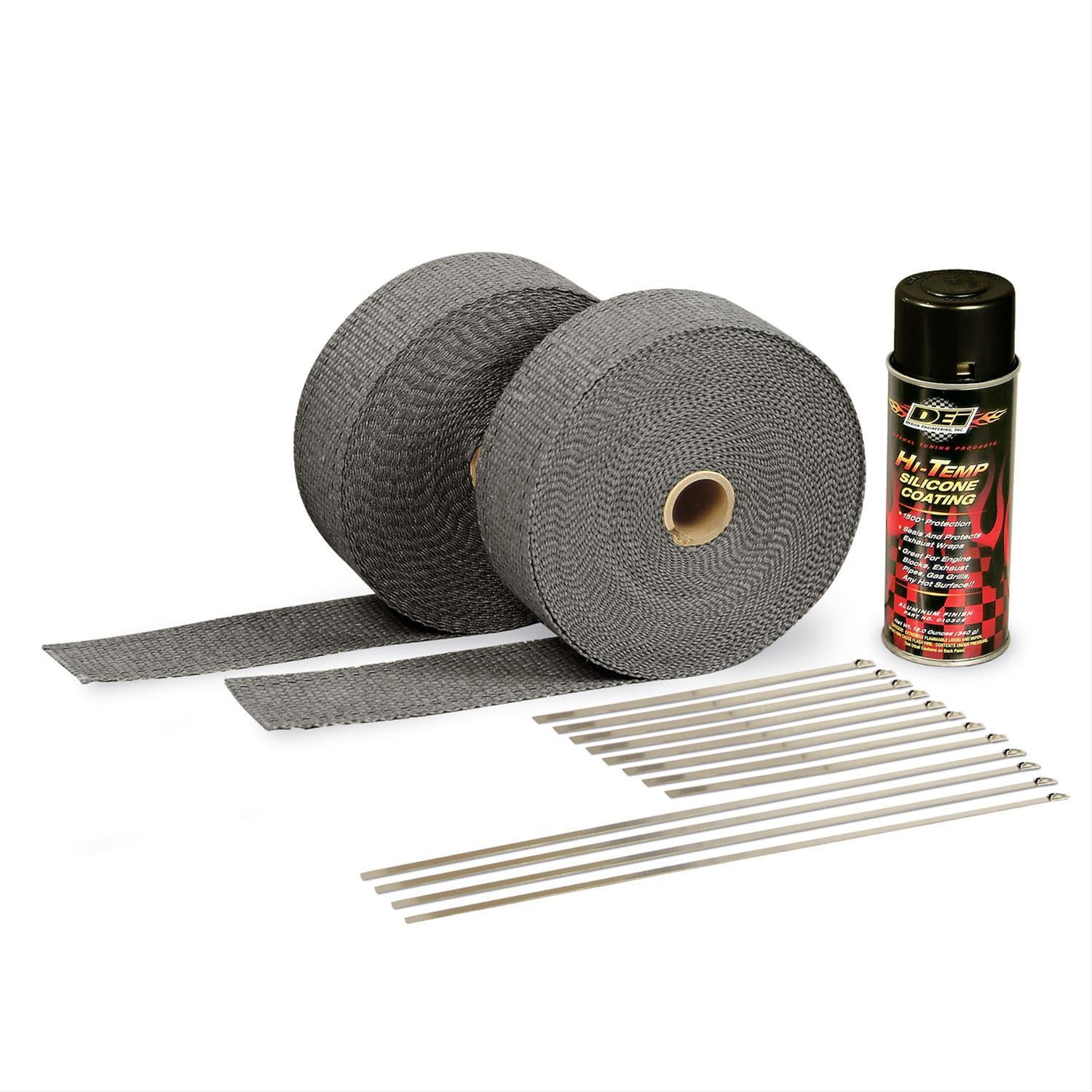 DEI 2in Exhaust Wrap Kit Blk w/Blk Silicone Coating Heat Protection Exhaust Wrap main image