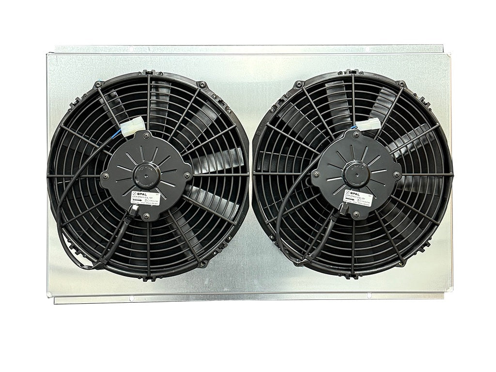 FLUIDYNE PERFORMANCE Fan Shroud w/Dual 12in Fans 23-7/8in x 15.5in Heating and Cooling Fans main image
