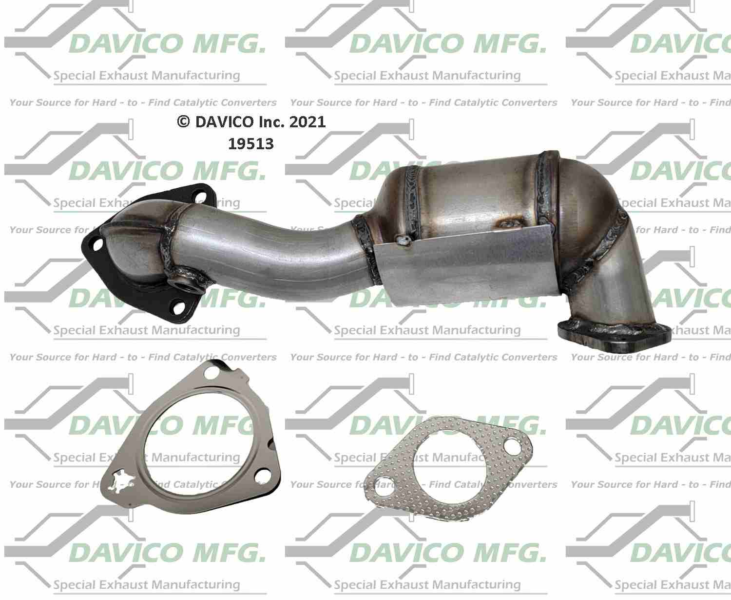 Davico Mfg Exact-Fit Catalytic Converter  top view frsport 19513