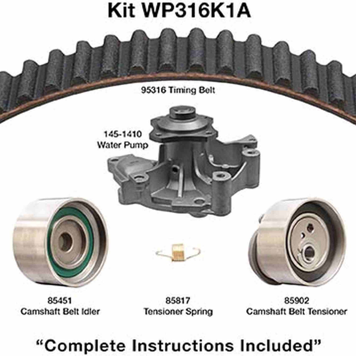Dayco Engine Timing Belt Kit with Water Pump WP316K1A