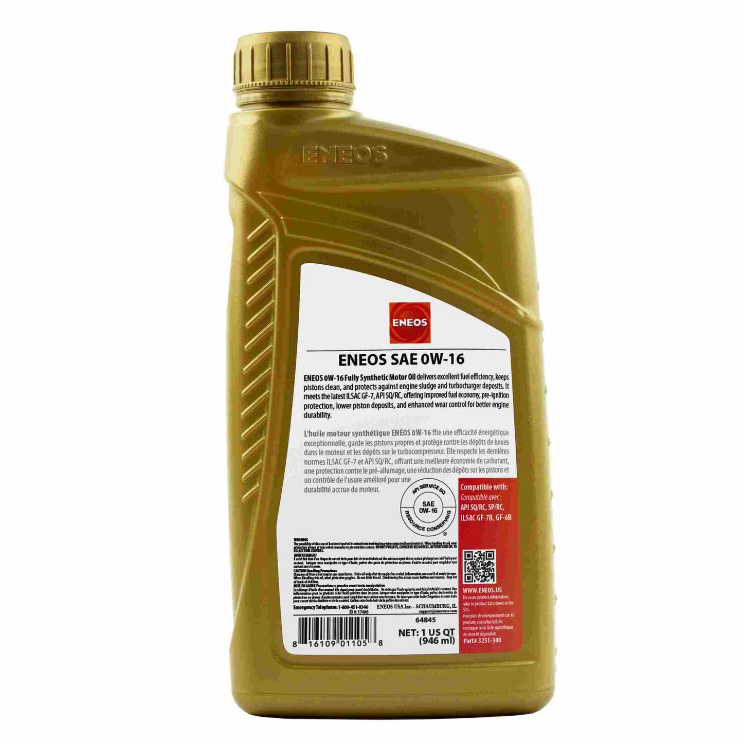 Eneos Full Syn Oil Case 5w20 12 X 1 Qt ENO3241-301