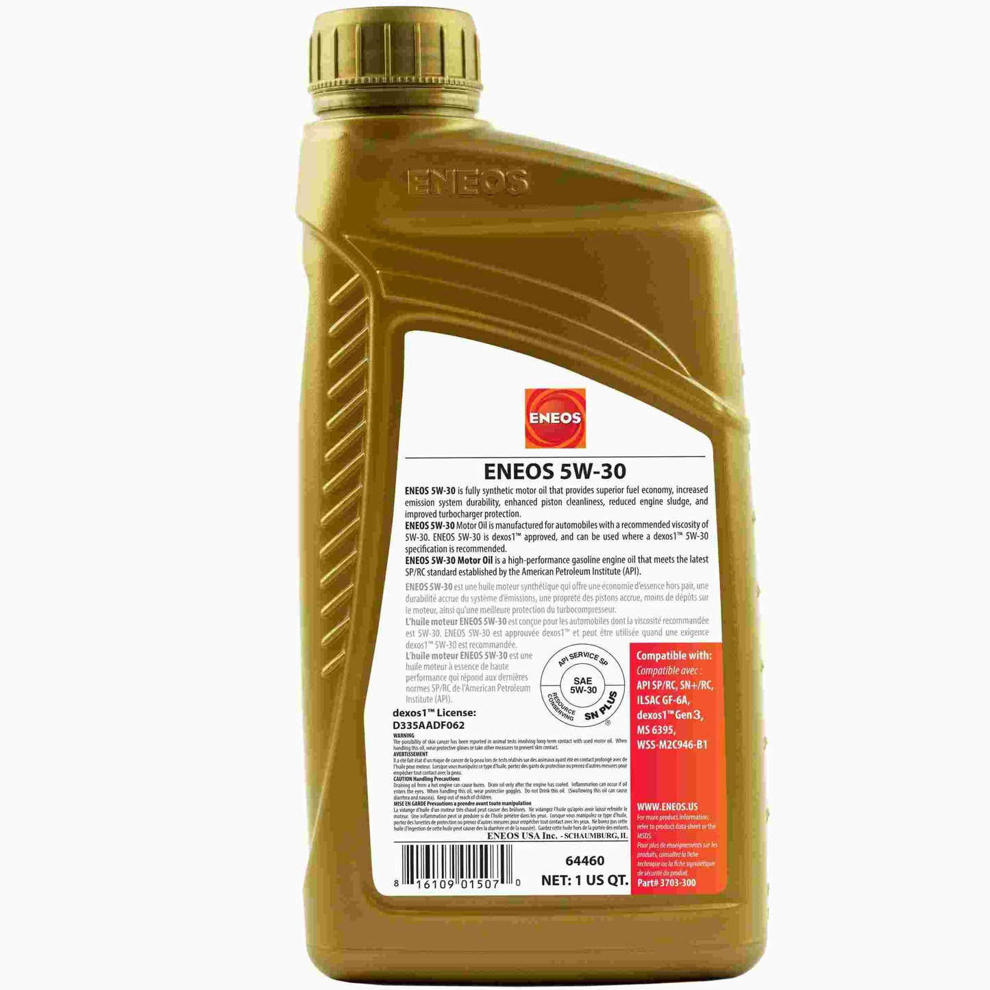 Eneos Full Syn Oil Dexos 1 Case 5w30 12 X 1 Qt ENO3703-301