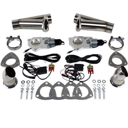 Granatelli Dual Electronic Exhaust Cutout Kit 307522D - Stainless Steel Weld-In - 2.25"