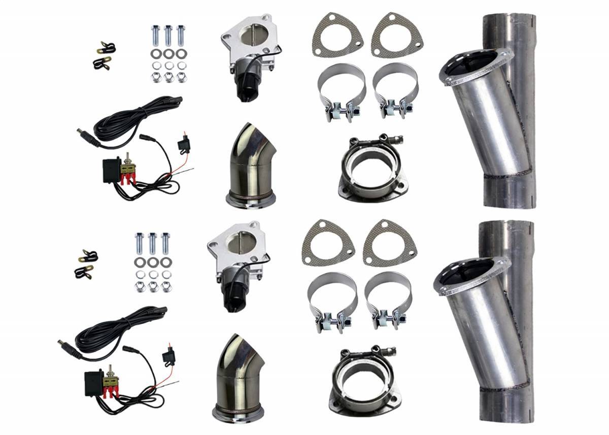 Granatelli Dual Electronic Exhaust Cutout Kit 303540D - Mild Steel Slip-Fit - 4.00"