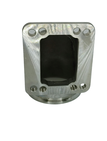 Granatelli Turbo Adapter, 90^ Cast Elbow. 3.0" V-Band to T3/T4 Housing, Threaded