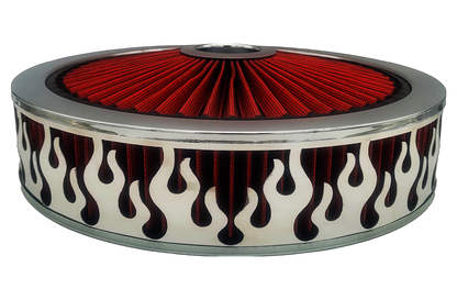 Granatelli Blingz Beauty Bandz Red and Chrome Air Filter Assembly , Flames