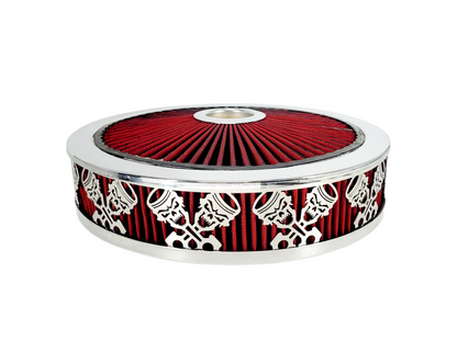 Granatelli Blingz Beauty Bandz Red and Chrome Air Filter Assembly , Skullz and Rods