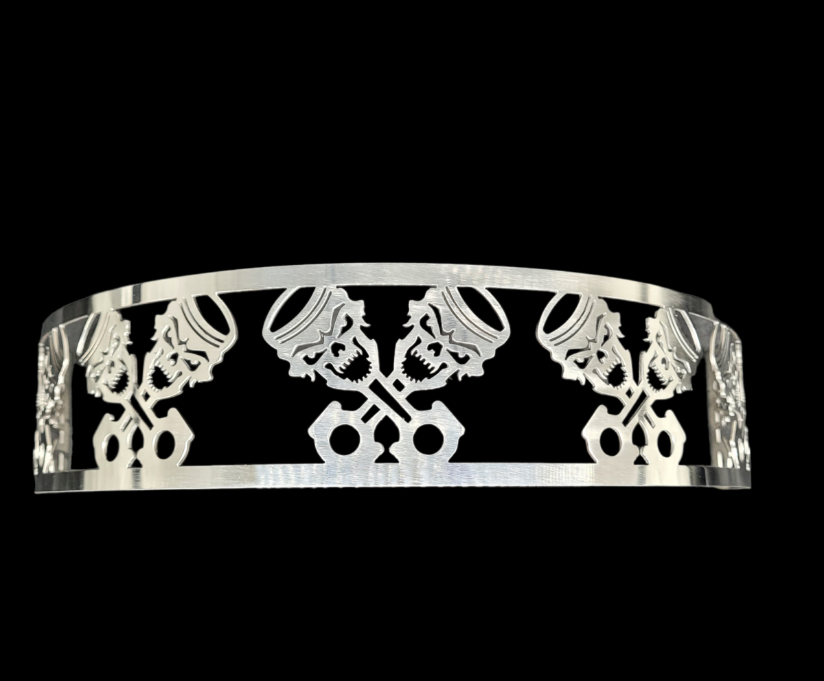 Granatelli Blingz Beauty Bandz, 14" Diameter, 3" Tall Air Cleaner Grill - Skullz and Rods