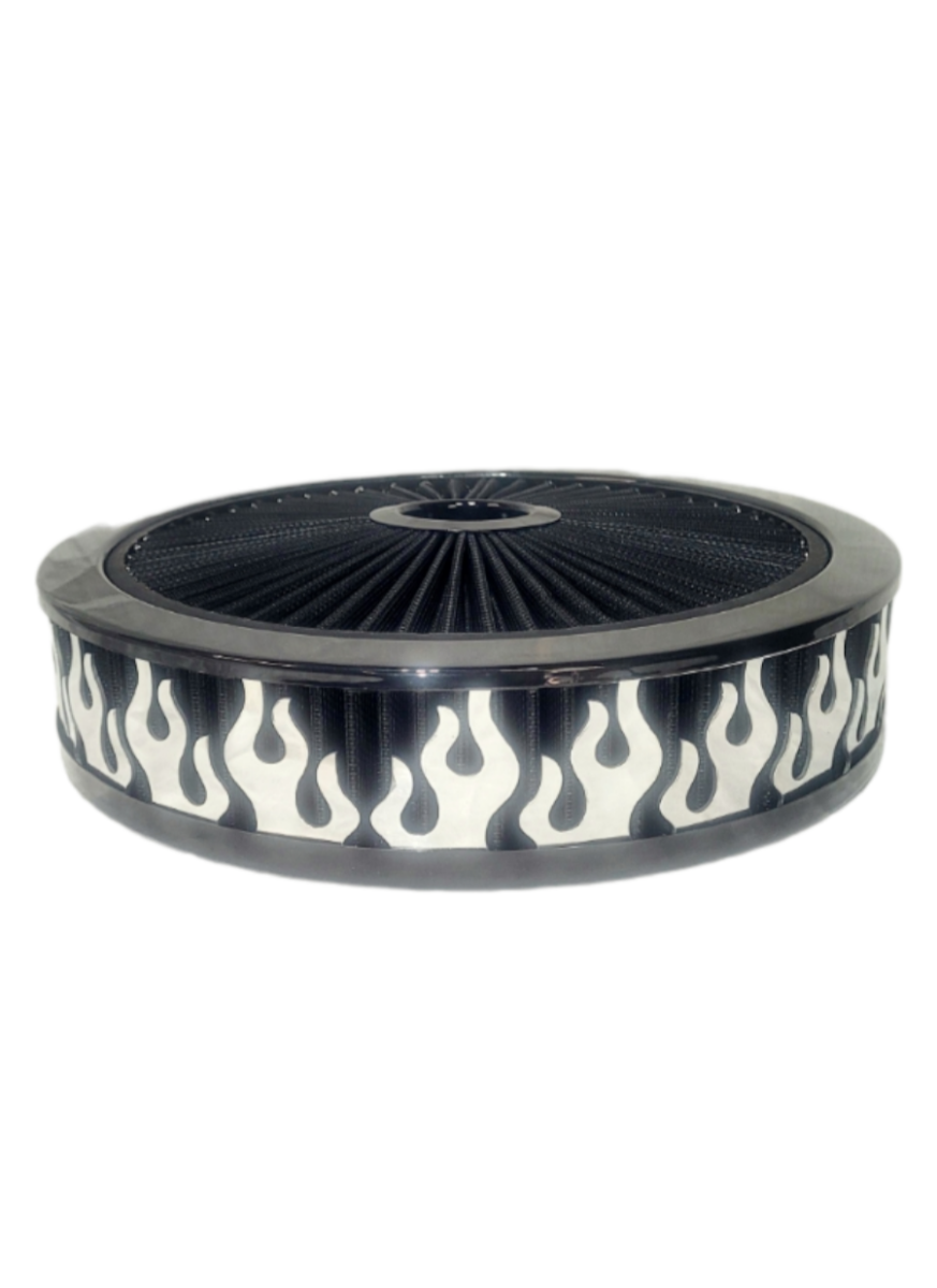 Granatelli Blingz Beauty Bandz Black Air Filter Assembly , Flames