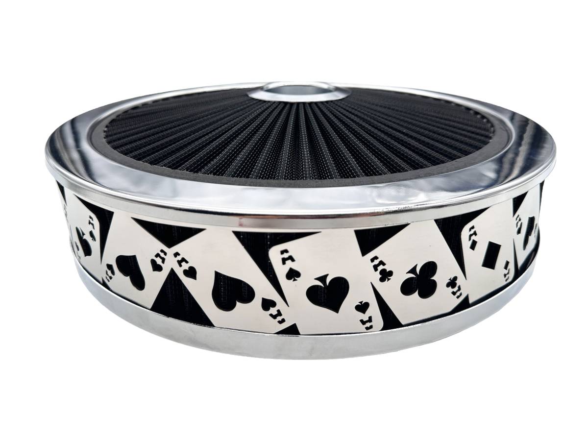 Granatelli Blingz Beauty Bandz Black And Chrome Air Filter Assembly , Aces Wild
