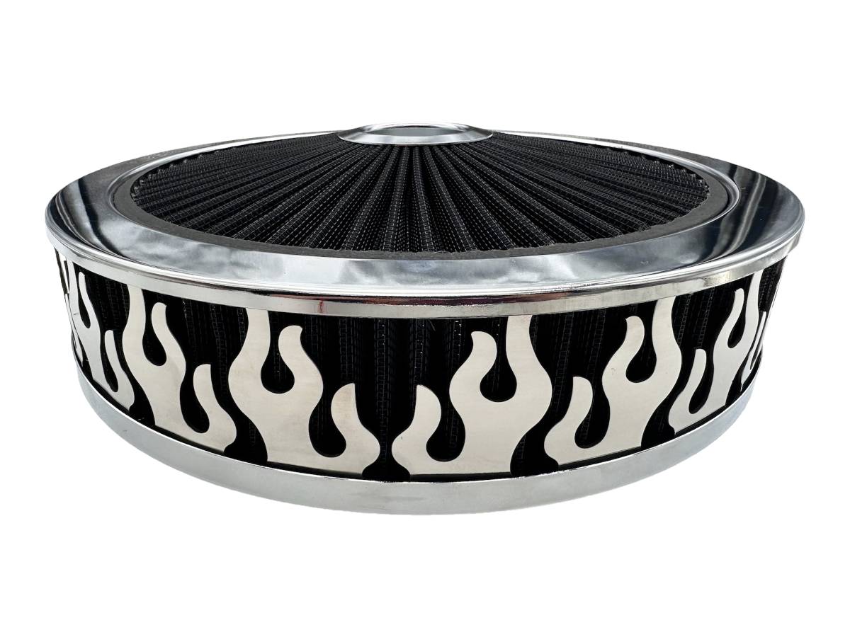 Granatelli Blingz Beauty Bandz Black And Chrome Air Filter Assembly , Flames