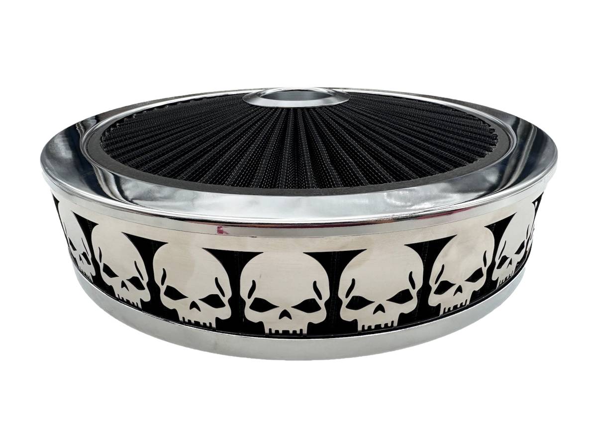 Granatelli Blingz Beauty Bandz Black And Chrome Air Filter Assembly , Skullz