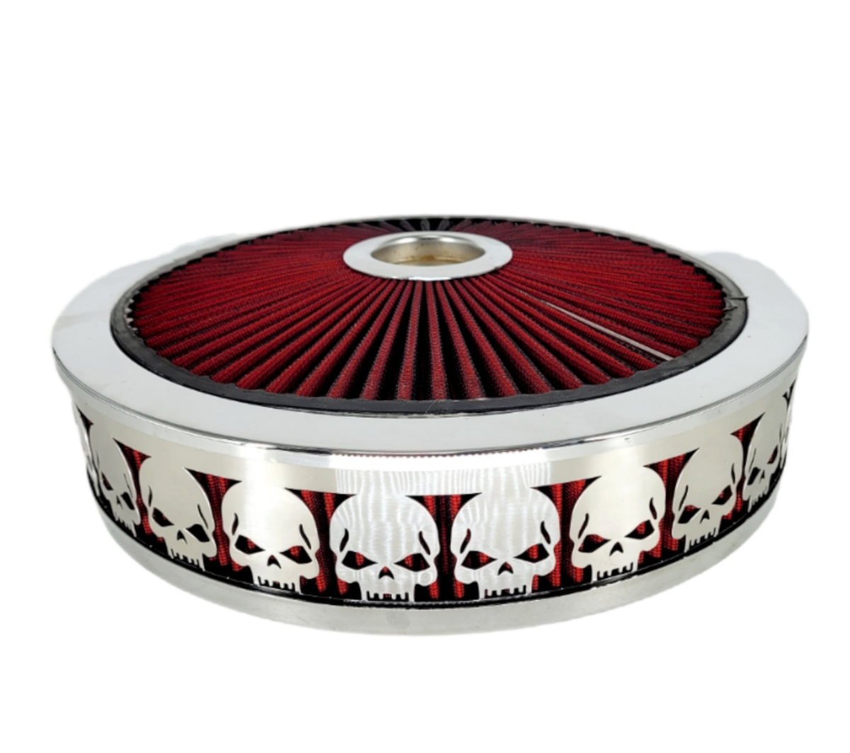 Granatelli Blingz Beauty Bandz Red and Chrome Air Filter Assembly , Skullz