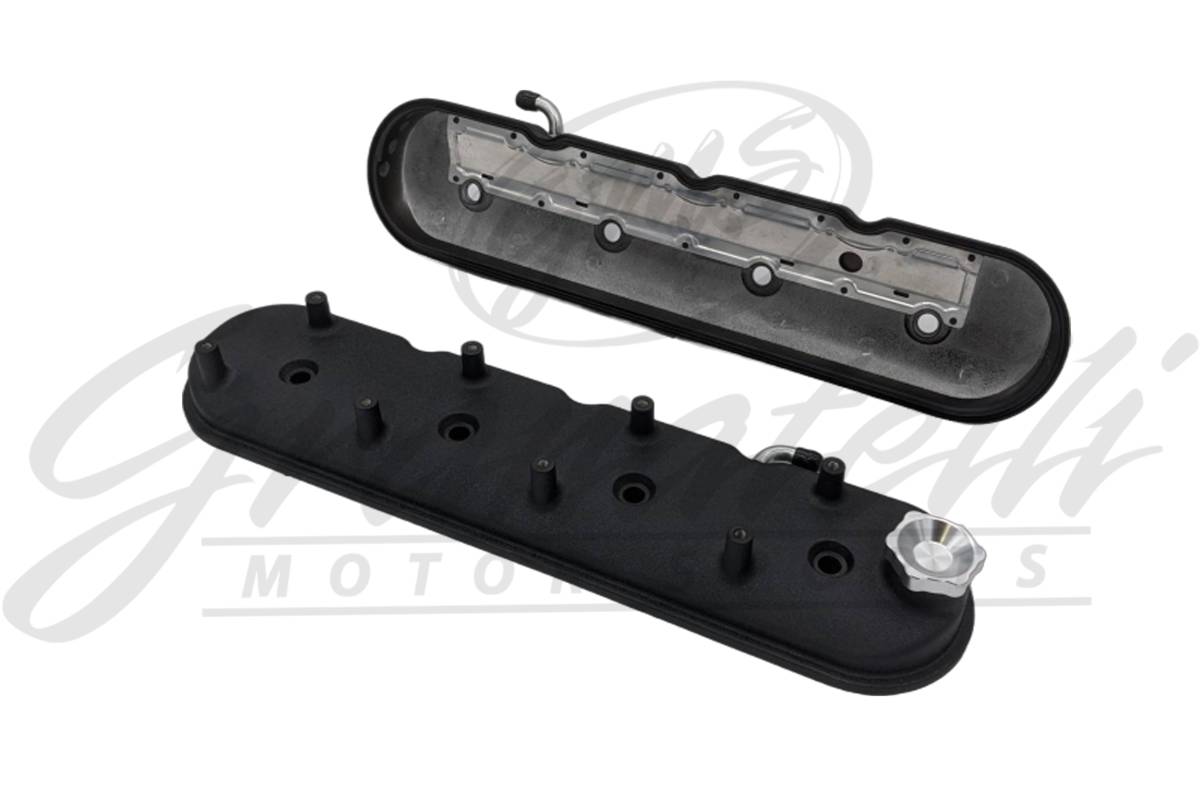 Granatelli LS Valve Cover with Integral Angled Coil Mounts Black Wrinkle Finish, 4.8, 5.3, 5.7, 6.0, 6.2, 7.0L, Pair