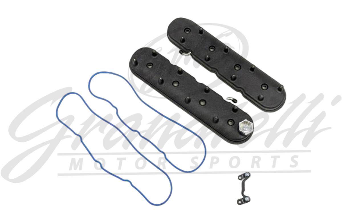 Granatelli LS Valve Cover with Integral Angled Coil Mounts Black Wrinkle Finish, 4.8, 5.3, 5.7, 6.0, 6.2, 7.0L, Pair