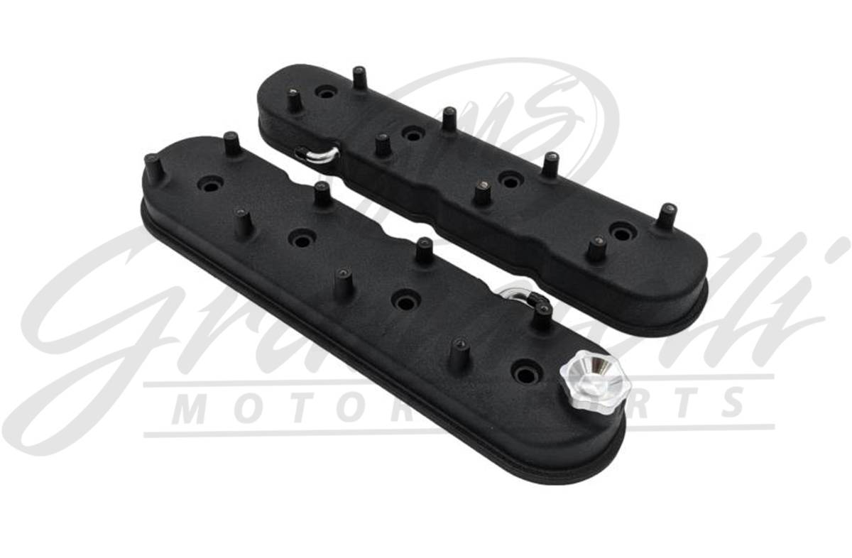 Granatelli LS Tall Valve Cover Black Wrinkle Finish, 4.8, 5.3, 5.7, 6.0, 6.2, 7.0L, Pair