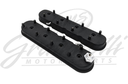 Granatelli LS Tall Valve Cover Black Wrinkle Finish, 4.8, 5.3, 5.7, 6.0, 6.2, 7.0L, Pair