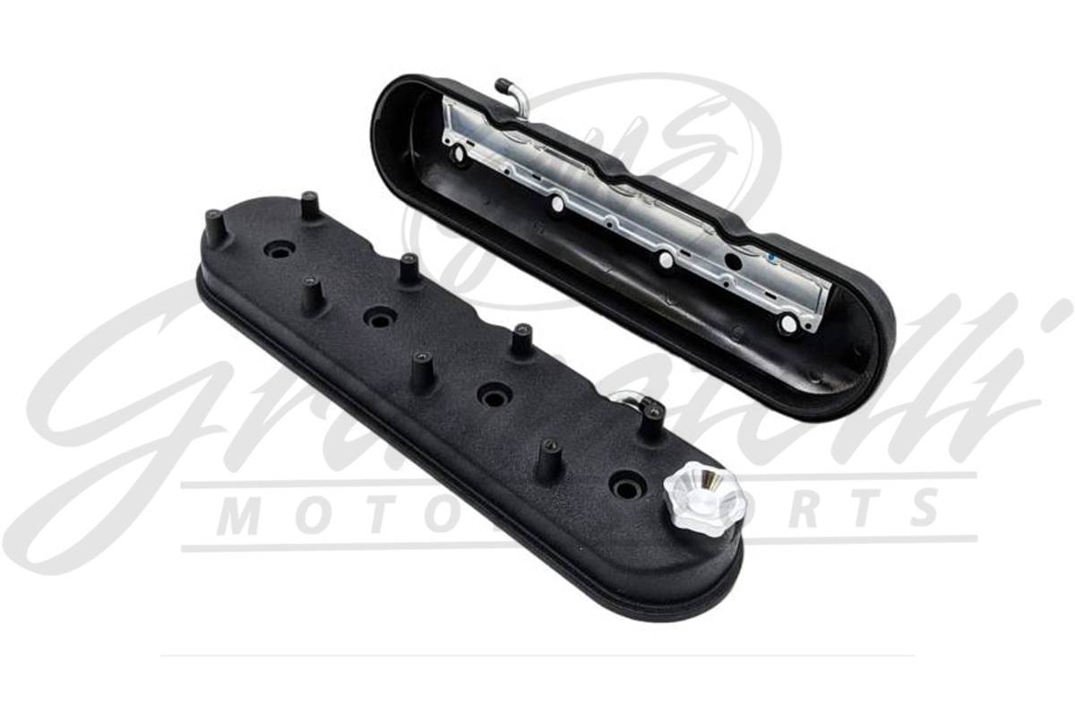Granatelli LS Tall Valve Cover Black Wrinkle Finish, 4.8, 5.3, 5.7, 6.0, 6.2, 7.0L, Pair