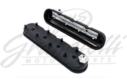 Granatelli LS Tall Valve Cover Black Wrinkle Finish, 4.8, 5.3, 5.7, 6.0, 6.2, 7.0L, Pair