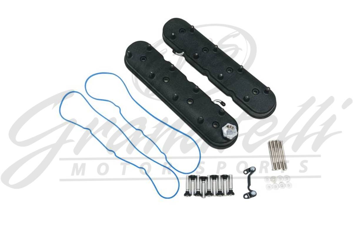 Granatelli LS Tall Valve Cover Black Wrinkle Finish, 4.8, 5.3, 5.7, 6.0, 6.2, 7.0L, Pair