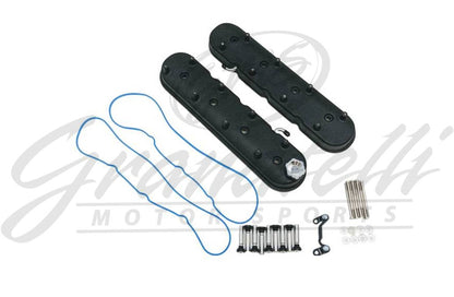 Granatelli LS Tall Valve Cover Black Wrinkle Finish, 4.8, 5.3, 5.7, 6.0, 6.2, 7.0L, Pair