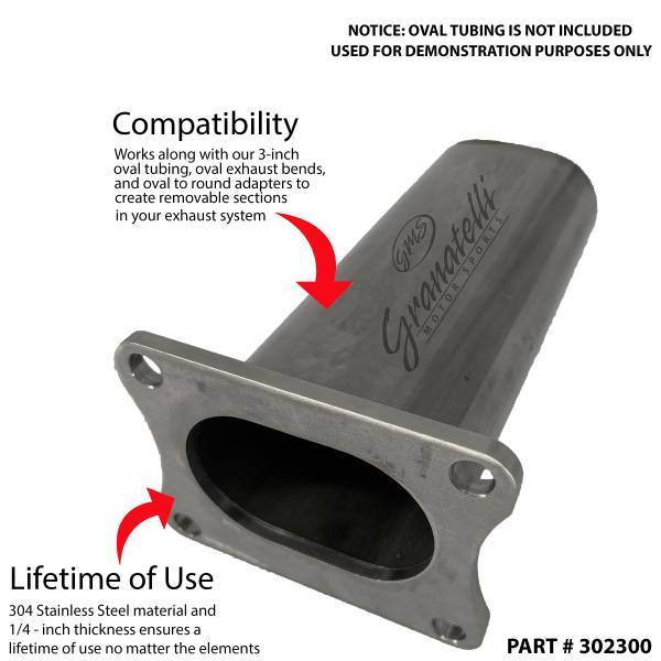 Granatelli Oval Exhaust Flange, 3 Inch, Stainless Steel