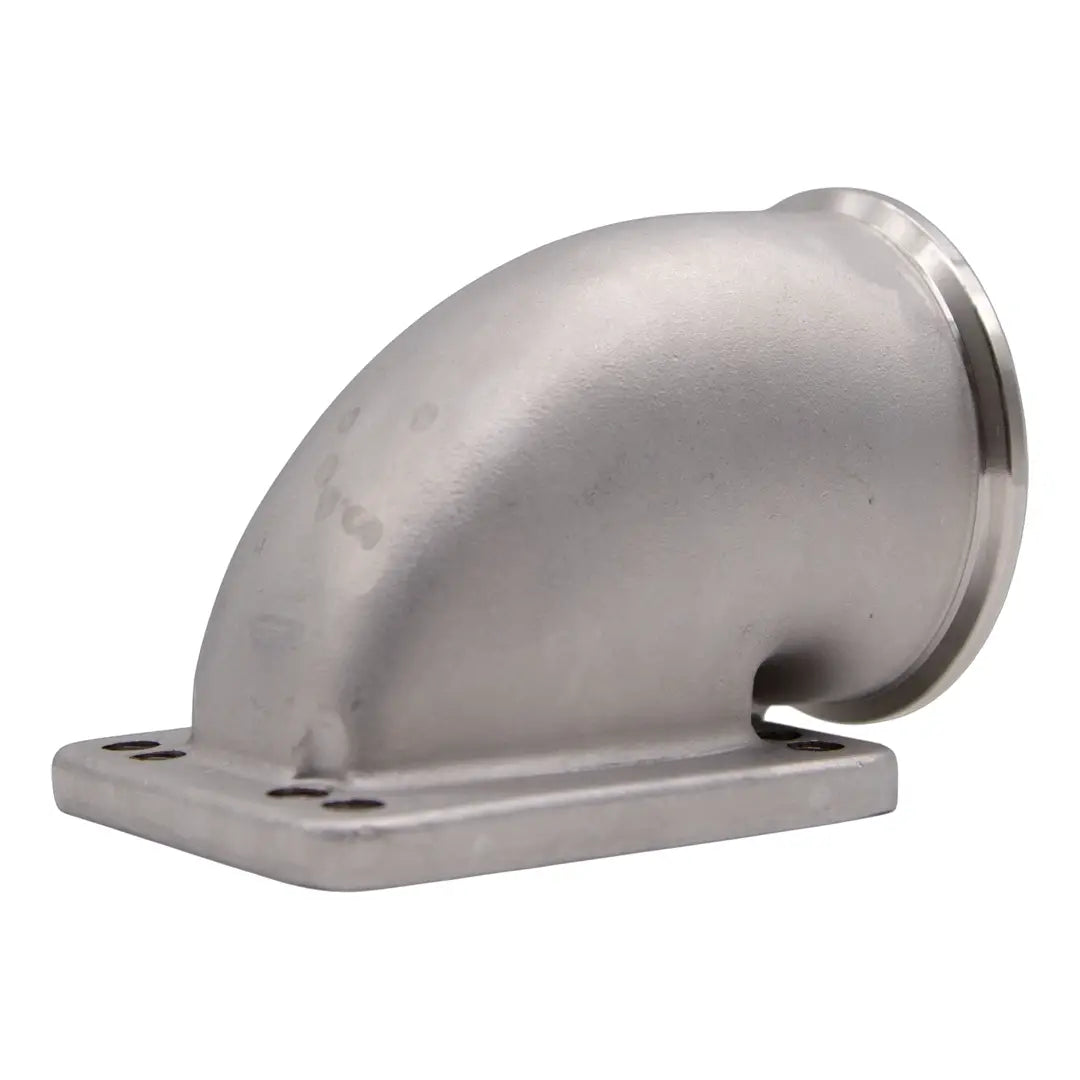 Granatelli Turbo Adapter, 90^ Cast Elbow. 3.0" V-Band to T3/T4 Housing, Threaded
