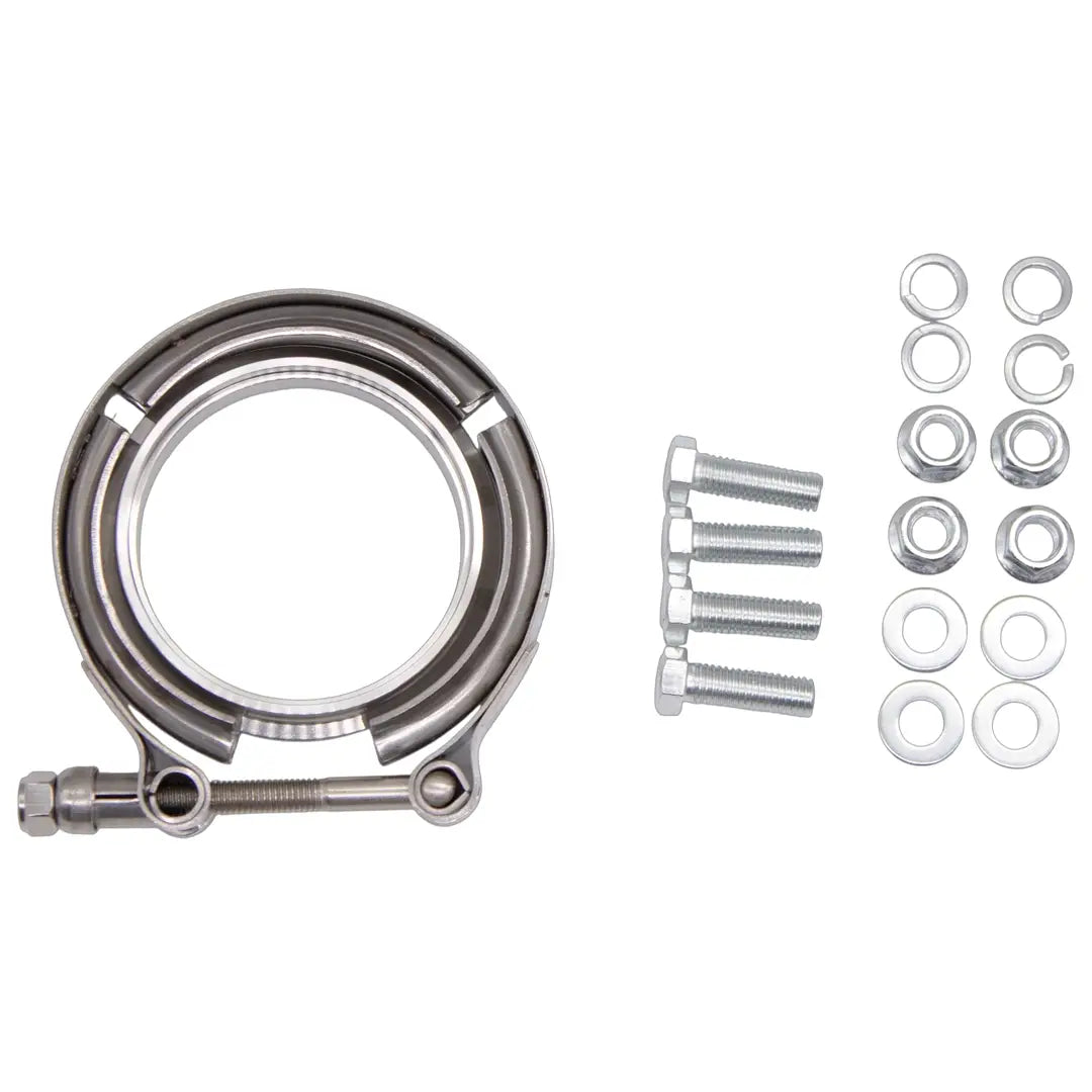 Granatelli Turbo Adapter, 90^ Cast Elbow. 3.0" V-Band to T3/T4 Housing, Threaded