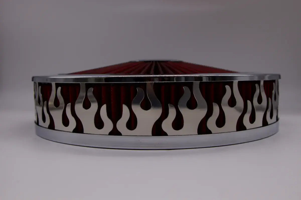Granatelli Blingz Beauty Bandz Red and Chrome Air Filter Assembly , Flames