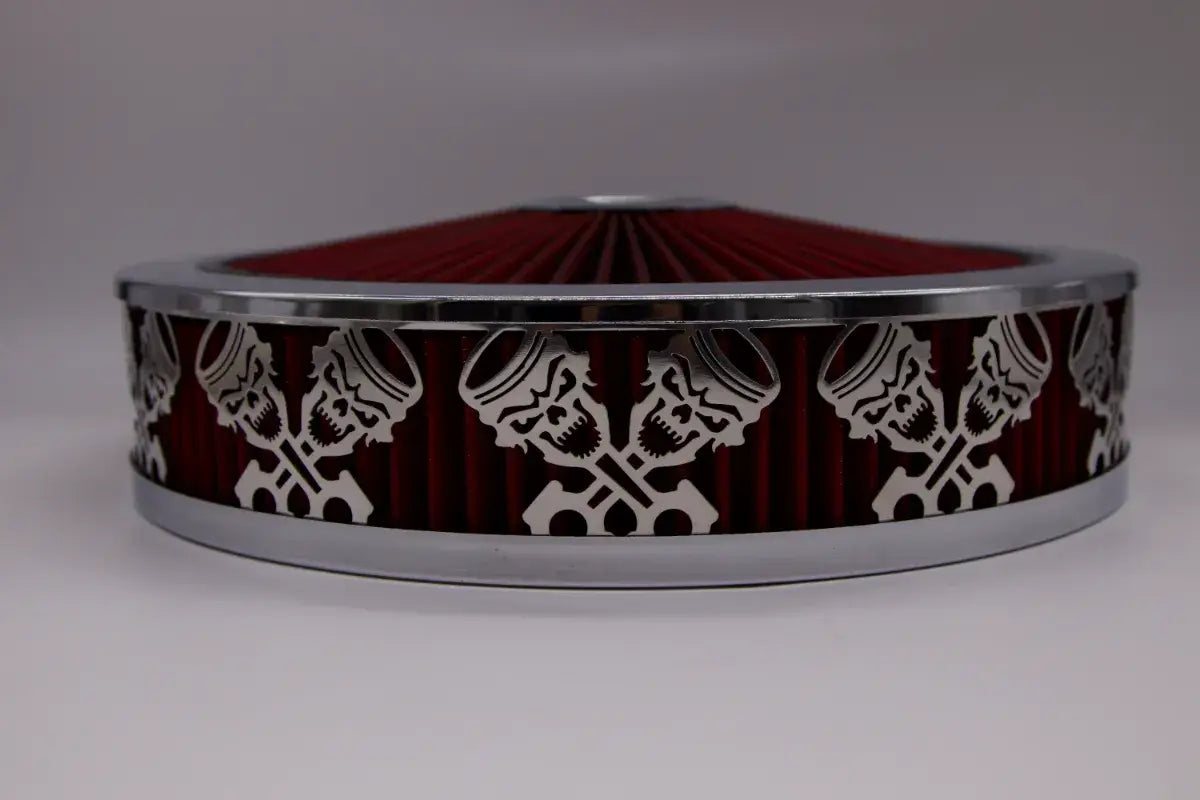 Granatelli Blingz Beauty Bandz Red and Chrome Air Filter Assembly , Skullz and Rods