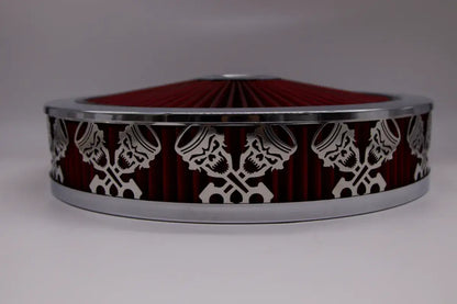 Granatelli Blingz Beauty Bandz Red and Chrome Air Filter Assembly , Skullz and Rods