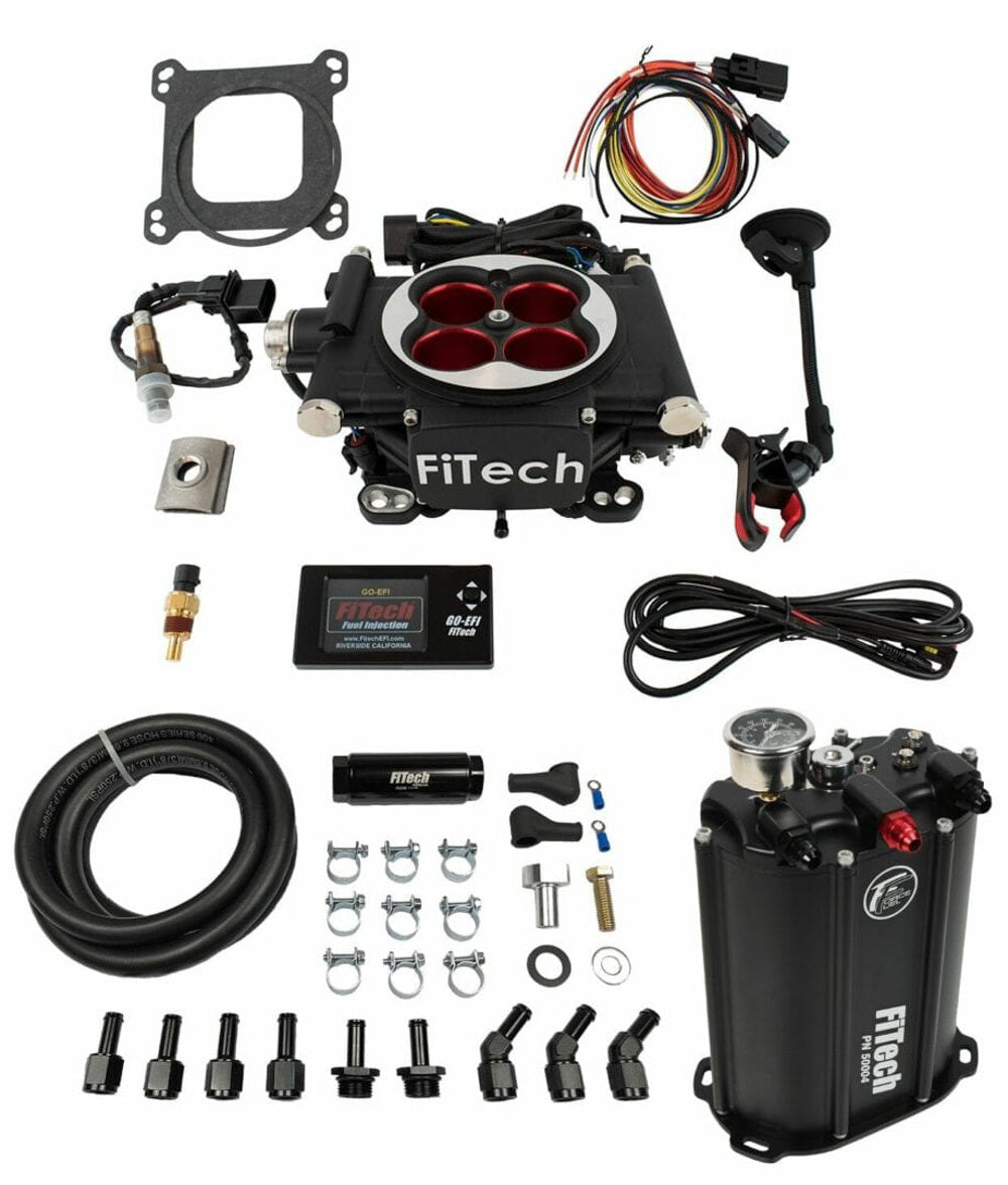FiTech Fuel Injection EFI 4BBL EFI 600HP SYS w/Power Adder - Black Fuel Injection Systems and Components - Electronic Electronic Fuel Injection Systems main image