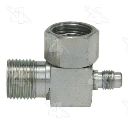 Four Seasons 90Â° Female O-Ring to Male Insert O-Ring with R12 Service Port, Steel, Adapter 12195