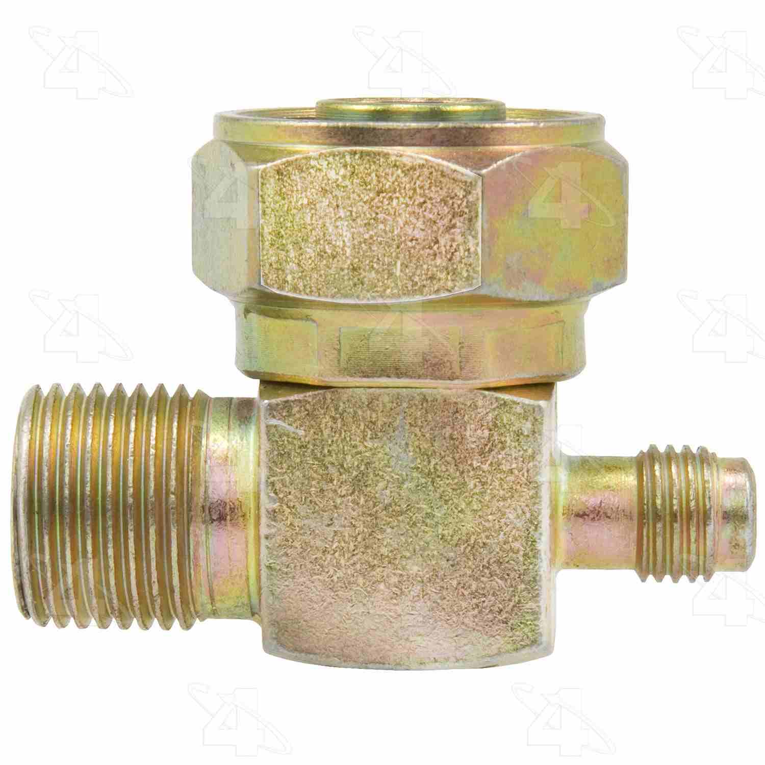 Four Seasons 90Â° Tube-O to Male Insert O-Ring with R134a Service Port, Steel, Adapter 12718