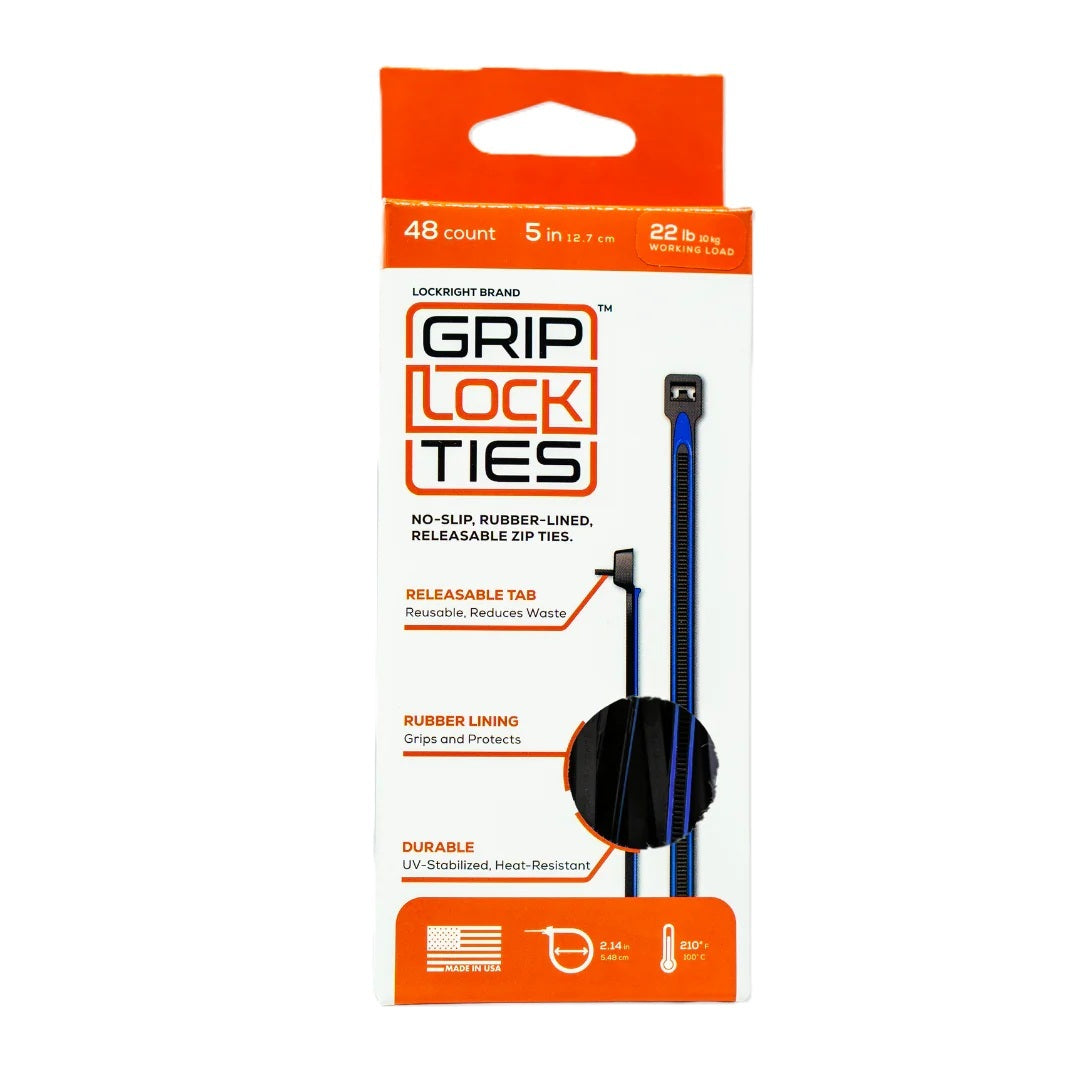 GRIP LOCK TIES Zip Ties 5in Releasable Black / Blue 48pk Fasteners Bulk Fasteners main image